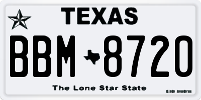 TX license plate BBM8720