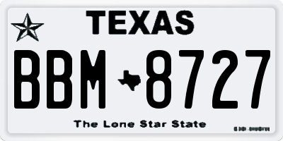 TX license plate BBM8727