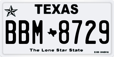 TX license plate BBM8729