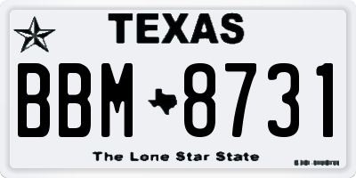 TX license plate BBM8731