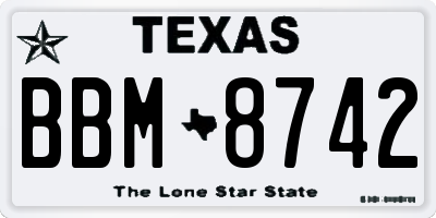 TX license plate BBM8742