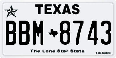 TX license plate BBM8743