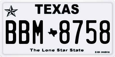 TX license plate BBM8758