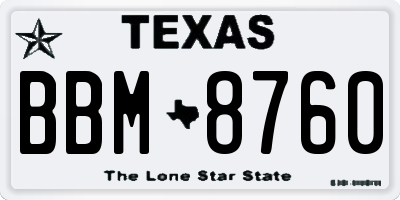 TX license plate BBM8760