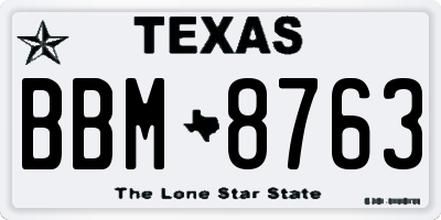 TX license plate BBM8763