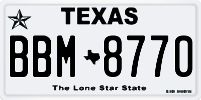 TX license plate BBM8770