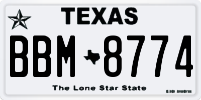 TX license plate BBM8774