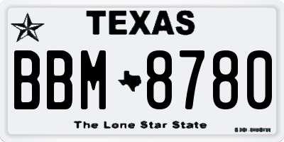 TX license plate BBM8780