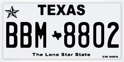 TX license plate BBM8802