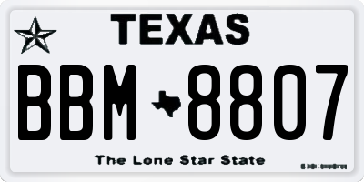 TX license plate BBM8807