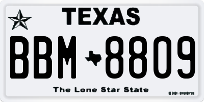 TX license plate BBM8809