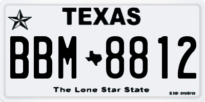 TX license plate BBM8812
