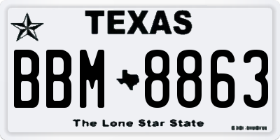 TX license plate BBM8863