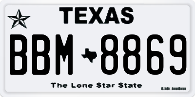 TX license plate BBM8869