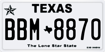 TX license plate BBM8870