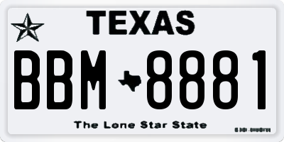 TX license plate BBM8881