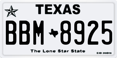 TX license plate BBM8925