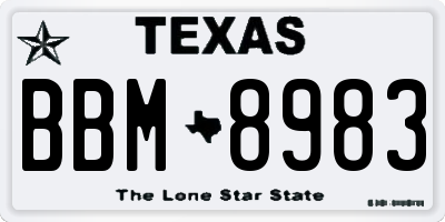 TX license plate BBM8983