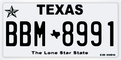 TX license plate BBM8991