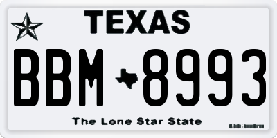 TX license plate BBM8993