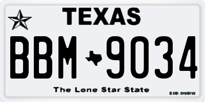 TX license plate BBM9034