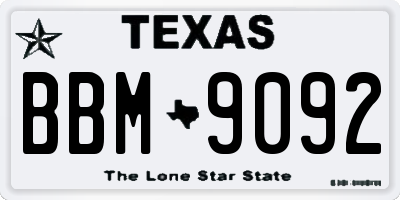 TX license plate BBM9092
