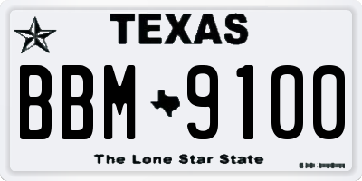 TX license plate BBM9100
