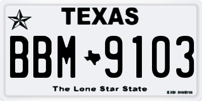 TX license plate BBM9103
