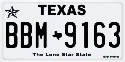TX license plate BBM9163