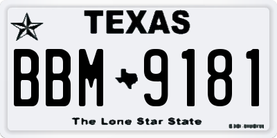 TX license plate BBM9181