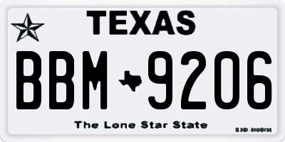 TX license plate BBM9206