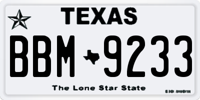 TX license plate BBM9233