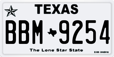 TX license plate BBM9254