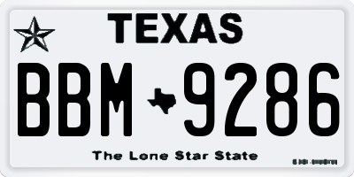TX license plate BBM9286