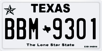 TX license plate BBM9301