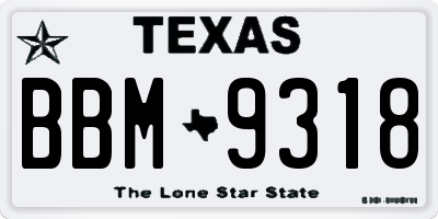 TX license plate BBM9318