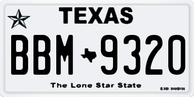 TX license plate BBM9320