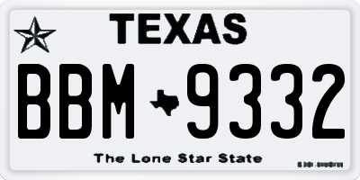 TX license plate BBM9332