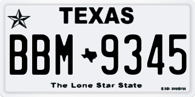 TX license plate BBM9345