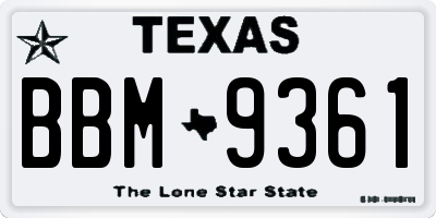 TX license plate BBM9361