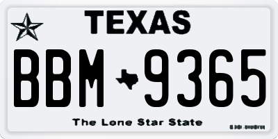 TX license plate BBM9365