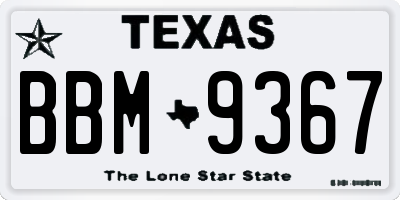 TX license plate BBM9367