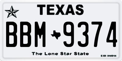 TX license plate BBM9374