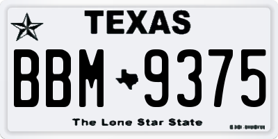 TX license plate BBM9375