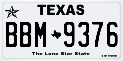 TX license plate BBM9376