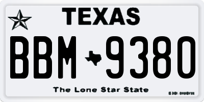 TX license plate BBM9380
