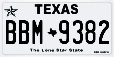 TX license plate BBM9382