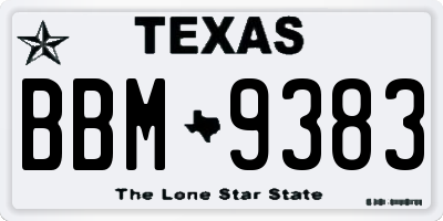 TX license plate BBM9383