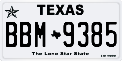 TX license plate BBM9385