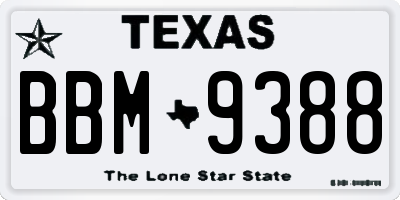 TX license plate BBM9388